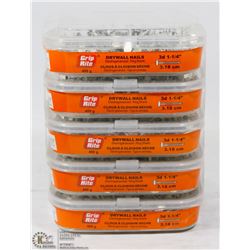 FIVE TUBS OF DRYWALL NAILS