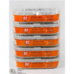 FIVE TUBS OF DRYWALL NAILS
