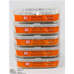 FIVE TUBS OF DRYWALL NAILS