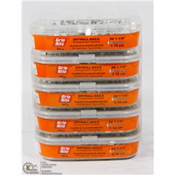 FIVE TUBS OF DRYWALL NAILS