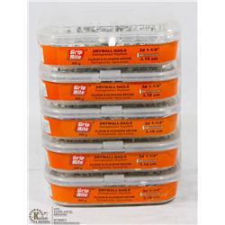 FIVE TUBS OF DRYWALL NAILS