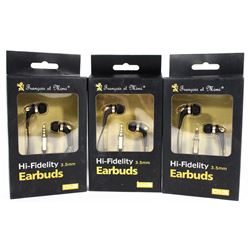 THREE SETS OF HI-FIDELITY 3.5MM EARBUDS