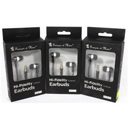 THREE SETS OF HI-FIDELITY 3.5MM EARBUDS