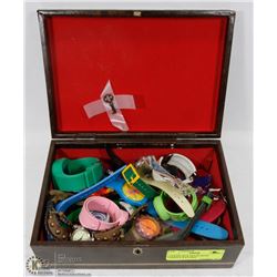 LOCKING BOX FILLED WITH VARIOUS WATCHES