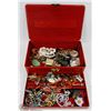 Image 1 : VINTAGE RED JEWELRY BOX FILLED
