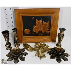 FLAT OF VINTAGE COPPER AND BRASS ITEMS