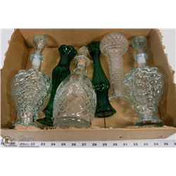 BOX OF VINTAGE DECANTERS VARIOUS STYLES