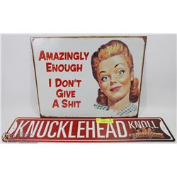 3 STOOGES STREET METAL SIGN & METAL JOKE SIGN