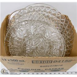 11) 6 LARGE GLASS/CRYSTAL PLATTERS.