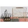 Image 1 : VINTAGE BRASS COLOR MAGAZINE RACK AND WIRE