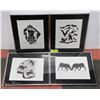 Image 1 : SET OF 4 NATIVE PRINTS FRAMED & MATTED, 15X12.