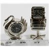NEW ORNAMENTAL DESKTOP MINI CLOCKS SILVER TONE