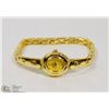 GOLD TONE LADIES WATCH WITH METAL BAND.