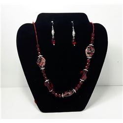 #1 - TRIPLE STRING RED GLASS BEAD NECKLACE &