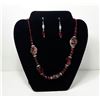 #1 - TRIPLE STRING RED GLASS BEAD NECKLACE &