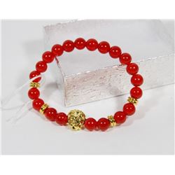 #9-RED RUBY BRACELET LION HEAD BEAD
