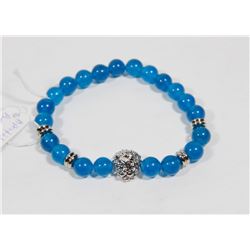 #15-BLUE APATITE BRACELET LION HEAD BEAD