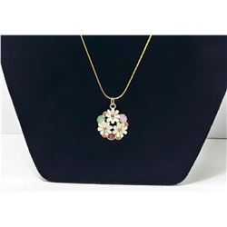 7 - VINTAGE ENAMEL FLOWER & CRYSTAL