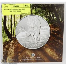 RCM 2013 CANADIAN $20 FINE SILVER .9999 COIN WOLF