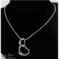 TWO HEARTS IN LOVE PENDANT CHAIN NECKLACE