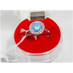 #67-AUSTRALIAN FIRE  OPAL & CZ GEMSTONE RING