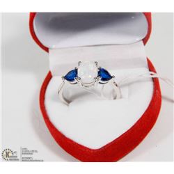 #78-AUSTRALIAN FIRE  OPAL & SAPPHIRE GEMSTONE RING