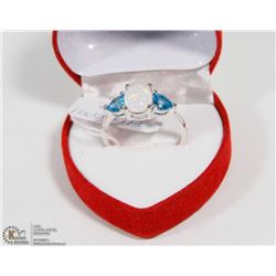#81-AUSTRALIAN FIRE  OPAL& BLUE TOPAZ  GEMSTONE RI