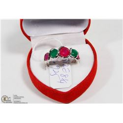 #87-RUBY & EMERALD GEMSTONE RING