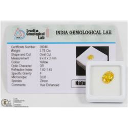 #53-NATURAL YELLOW ZIRCON GEMSTONE 3.75CT