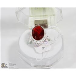 #17-RED GARNET GEMSTONE RING