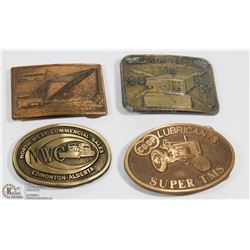 ASSORTED VINTAGE BRASS BELT BUCKLES.