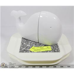 MOBY WHALE BOOKENDS & PAIR OF GRANITE HEAT