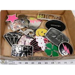 FLAT WITH 15 LADIES BELT BUCKLES.