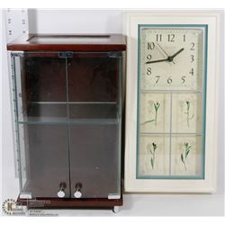 BULOVA CLOCK WITH GLASS DISPLAY CABINET