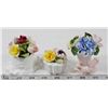 Image 1 : COLLECTION OF 3 BONE CHINA FLORAL ORNAMENTS