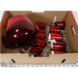 RED GLASS WARE COLLECTION MADE IN SWEDEN