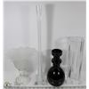 Image 1 : BOX WITH LARGE FROSTED CANDLE HOLDER, TALL VASE,