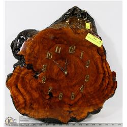 CEDAR WOOD SLAB CLOCK 16X16
