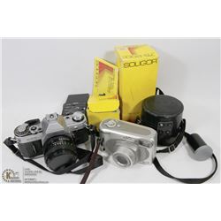 FLAT OF CAMERAS, LENS, AND ACCESSORIES