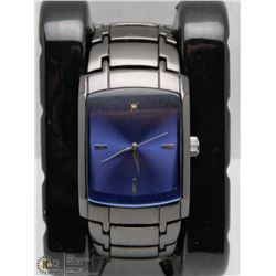 NEW BLACK CHROME BLUE FACED STYLE WATCH WITH