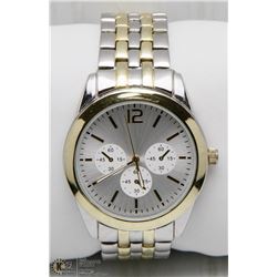 NEW TWO TONE CHRONO STYLE METAL QUARTZ WATCH