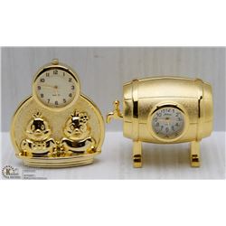 NEW GOLD TONE DESKTOP MINI CLOCKS - NEW BATTERIES
