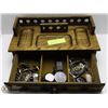 Image 1 : MEN'S WOOD JEWELLERY BOX W/CONTENTS