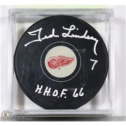 DETROIT RED WINGS TED LINDSEY HHOF 66 SIGNED