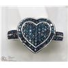 Image 1 : 1) ST. SILVER RHODIUM PLATED 94 BLUE DIAMOND RING