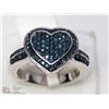 Image 2 : 1) ST. SILVER RHODIUM PLATED 94 BLUE DIAMOND RING