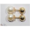 Image 1 : 2) 10K Y. GOLD PEARL 2-IN-1 REVERSIBLE EARRINGS