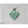 Image 1 : 4) STERLING SILVER 8 EMERALD PENDANT W/ CHAIN