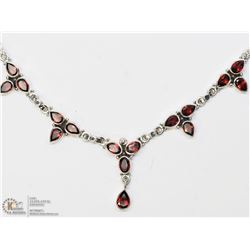 5) STERLING SILVER GENUINE GARNET NECKLACE