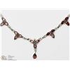 Image 1 : 5) STERLING SILVER GENUINE GARNET NECKLACE